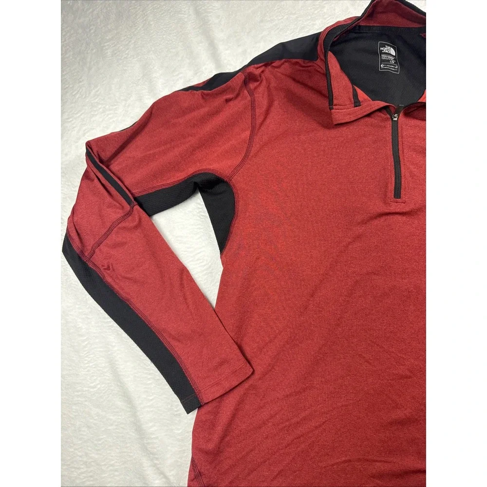 The North Face FlashDry-XD 1/4 Zip Pullover Active Shirt Men Large Red Black